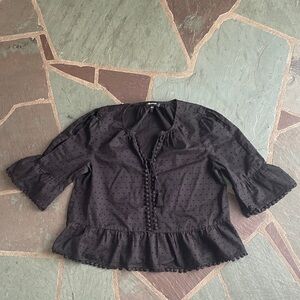 Madewell Black Textured Blouse